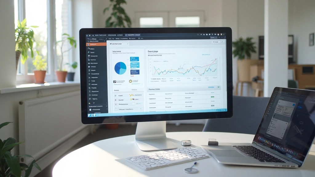 Professioneel webdesign dashboard met WordPress interface en moderne tools voor CMS-websites op computerscherm